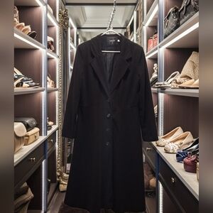 FINEJO MAXI COAT (Dress)VINTAGED Elegant Black Long Sleeve  SIZE XL